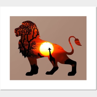 lion savannah Posters and Art